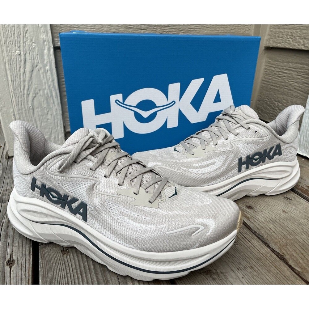 New! Hoka One One Clifton 10 Men’s 11D Running Shoes Putty/Grout